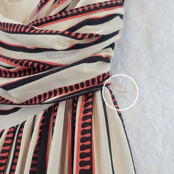 Anna Sui For Gossip Girl 100% Silk Striped Pleated Summer Dress Women's Size  1 - Picture 7 of 13